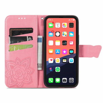 Butterfly Love Flower Embossed Horizontal Flip Leather Case with Bracket / Card Slot / Wallet / Lanyard For iPhone 13 mini(Pink)-garmade.com