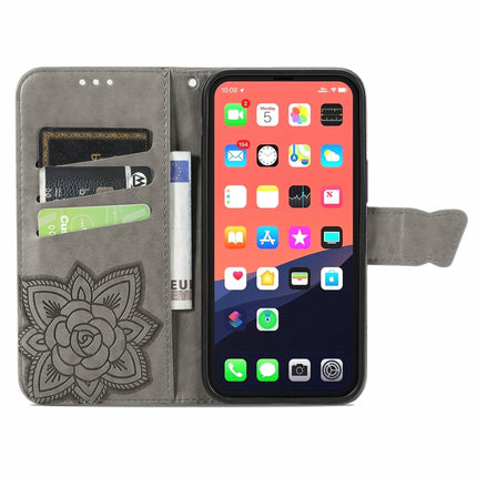 Butterfly Love Flower Embossed Horizontal Flip Leather Case with Bracket / Card Slot / Wallet / Lanyard For iPhone 13 mini(Grey)-garmade.com