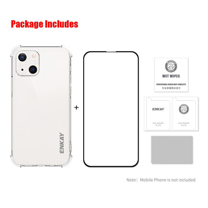 Hat-Prince ENKAY Clear TPU Shockproof Soft Case Drop Protection Cover + Full Coverage Tempered Glass Protector Film For iPhone 13-garmade.com