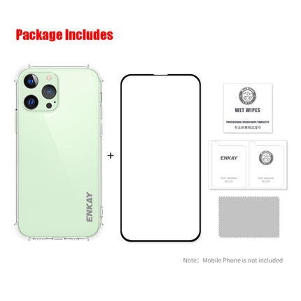 Hat-Prince ENKAY Clear TPU Shockproof Soft Case Drop Protection Cover + Full Coverage Tempered Glass Protector Film For iPhone 13 Pro-garmade.com