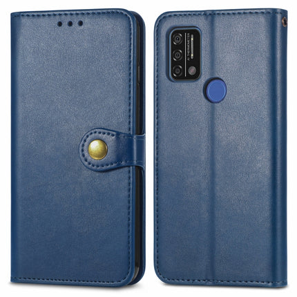 For UMIDIGI A9 Solid Color Leather Buckle Phone Case with Lanyard & Photo Frame & Card Slot & Wallet & Stand Function(Blue)-garmade.com