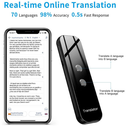 G6 Portable Instant Real Time Voice Translator Multi Language Translator Voice Translaty Personal Travel Assistant(Gray)-garmade.com