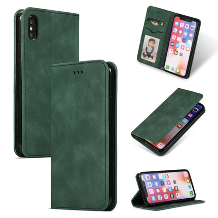 Retro Skin Feel Business Magnetic Horizontal Flip Leather Case for iPhone XS Max(Army Green)-garmade.com