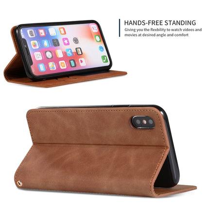 Retro Skin Feel Business Magnetic Horizontal Flip Leather Case for iPhone XS Max(Brown)-garmade.com