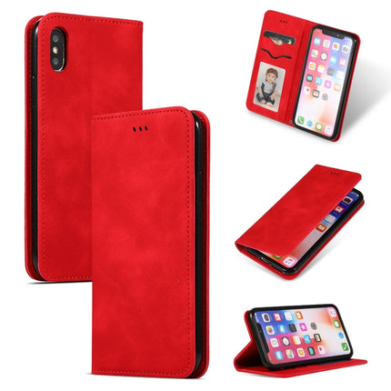 Retro Skin Feel Business Magnetic Horizontal Flip Leather Case for iPhone XS Max(Red)-garmade.com