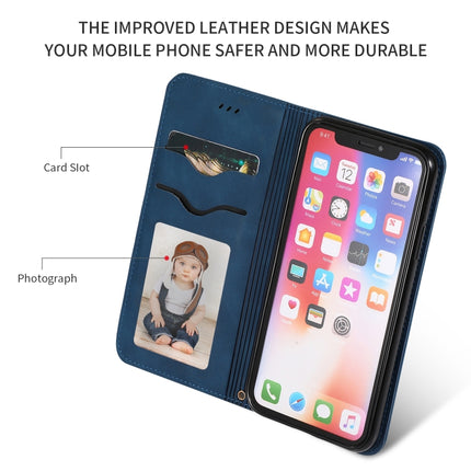 Retro Skin Feel Business Magnetic Horizontal Flip Leather Case for iPhone XS Max(Navy Blue)-garmade.com