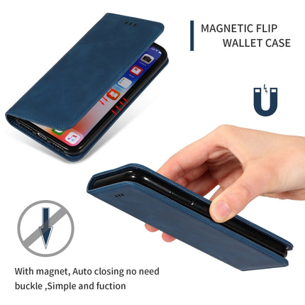 Retro Skin Feel Business Magnetic Horizontal Flip Leather Case for iPhone XS Max(Navy Blue)-garmade.com