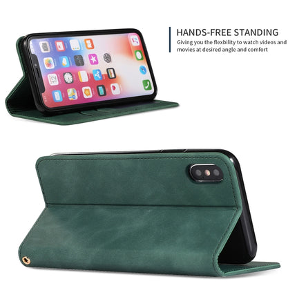 Retro Skin Feel Business Magnetic Horizontal Flip Leather Case for iPhone XS / X(Army Green)-garmade.com