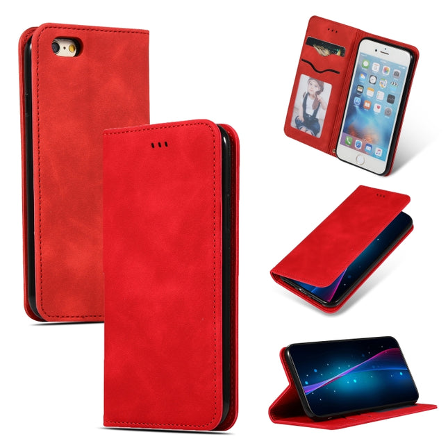 Retro Skin Feel Business Magnetic Horizontal Flip Leather Case for iPhone 6S & 6(Red)-garmade.com