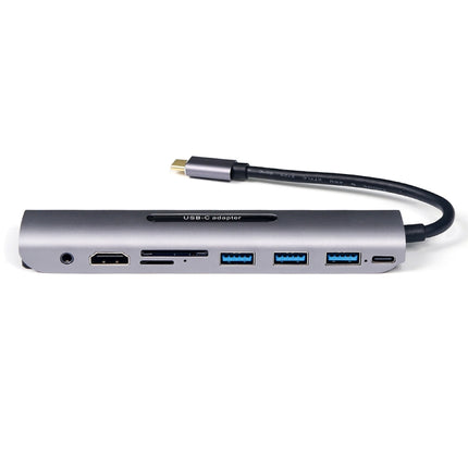 V161B 9-in-1 Type-C to HD / VGA / USB3.0 / SD / 3.5mm Audio / TF Card Reader HUB-garmade.com