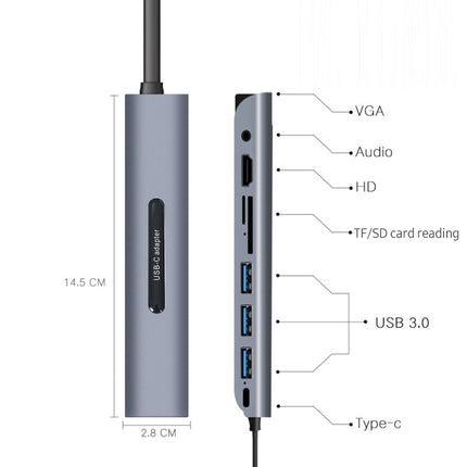 V161B 9-in-1 Type-C to HD / VGA / USB3.0 / SD / 3.5mm Audio / TF Card Reader HUB-garmade.com