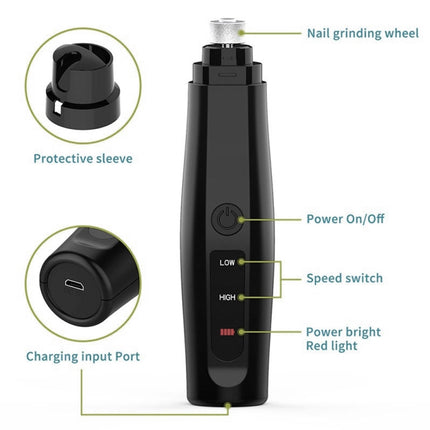 Electric Dog Nail Grinder USB Rechargeable Pet Painless Nail Clipper-garmade.com