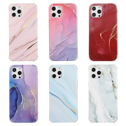Four Corners Shocproof Flow Gold Marble IMD Back Cover Case For iPhone 13 Pro Max(Pink)-garmade.com