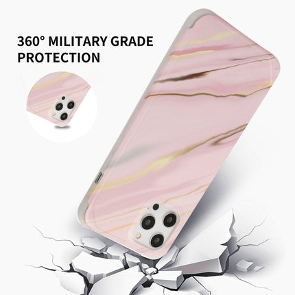 Four Corners Shocproof Flow Gold Marble IMD Back Cover Case For iPhone 13 Pro Max(Pink)-garmade.com