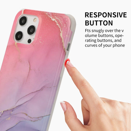 Four Corners Shocproof Flow Gold Marble IMD Back Cover Case For iPhone 13 Pro Max(Gray)-garmade.com