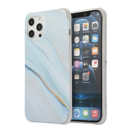 Four Corners Shocproof Flow Gold Marble IMD Back Cover Case For iPhone 13 mini(Blue)-garmade.com