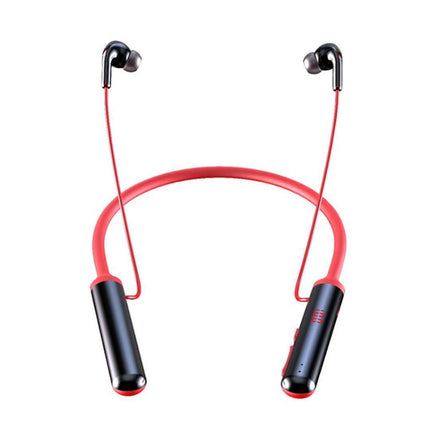 960 Neckband Magnetic Stereo Headphone with LED Display Support TF Card(Red)-garmade.com