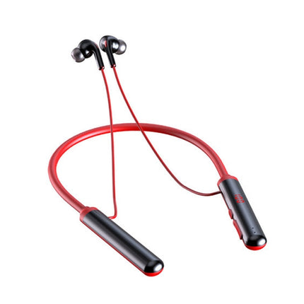 960 Neckband Magnetic Stereo Headphone with LED Display Support TF Card(Red)-garmade.com