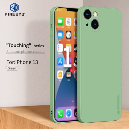 PINWUYO Touching Series Liquid Silicone TPU Shockproof Case For iPhone 13(Green)-garmade.com