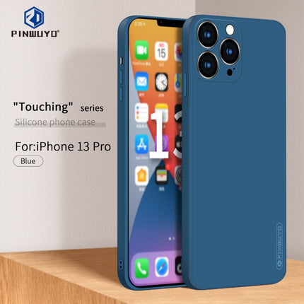 PINWUYO Touching Series Liquid Silicone TPU Shockproof Case For iPhone 13 Pro(Blue)-garmade.com