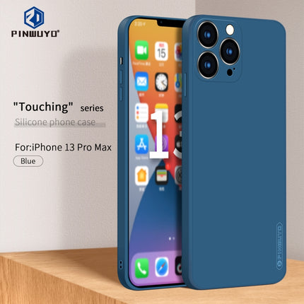 PINWUYO Touching Series Liquid Silicone TPU Shockproof Case For iPhone 13 Pro Max(Blue)-garmade.com