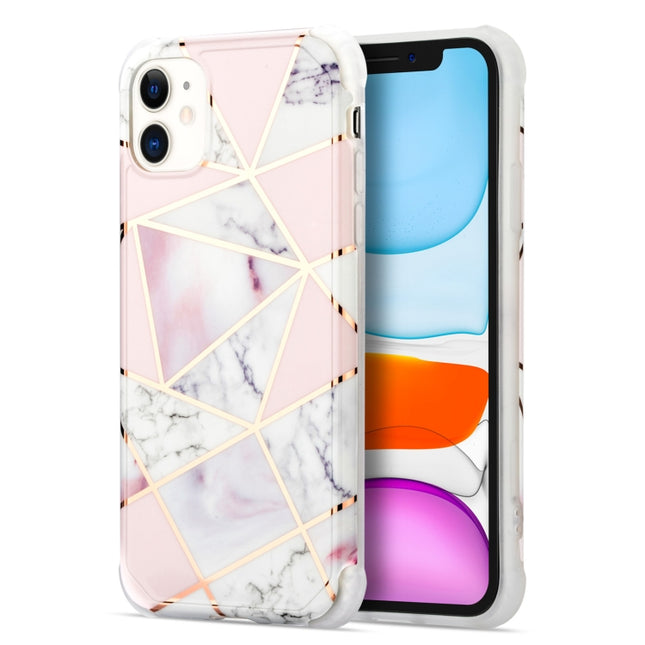 For iPhone 13 Pro Max Electroplating Matching Marble IMD Four-Corner TPU Shockproof Case(White)-garmade.com