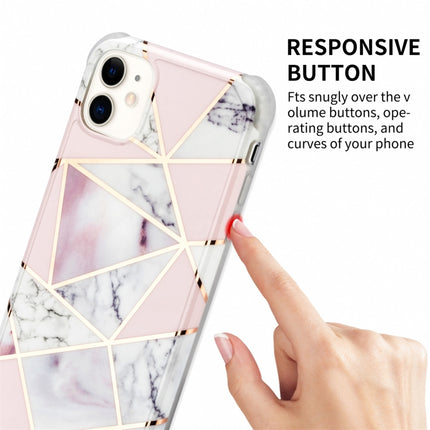 For iPhone 13 Pro Electroplating Matching Marble IMD Four-Corner TPU Shockproof Case(Blue)-garmade.com