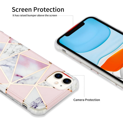 For iPhone 13 Pro Electroplating Matching Marble IMD Four-Corner TPU Shockproof Case(Pink)-garmade.com