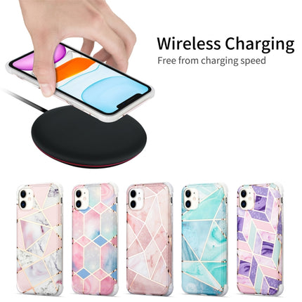 For iPhone 13 Pro Electroplating Matching Marble IMD Four-Corner TPU Shockproof Case(Purple)-garmade.com