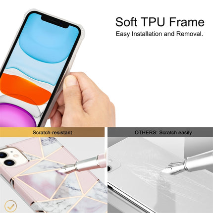 For iPhone 13 Pro Electroplating Matching Marble IMD Four-Corner TPU Shockproof Case(Blue)-garmade.com