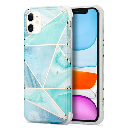 For iPhone 13 Electroplating Matching Marble IMD Four-Corner TPU Shockproof Case(Green)-garmade.com