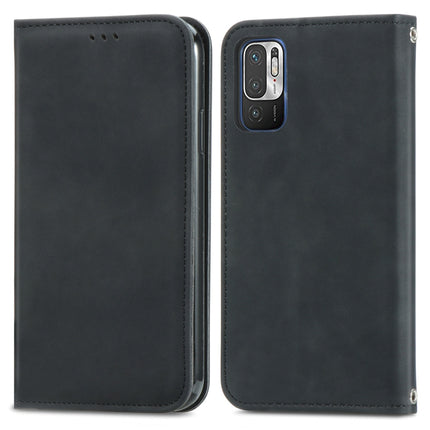 For Xiaomi Redmi Note 10 JE Retro Skin Feel Business Magnetic Horizontal Flip Leather Case with Holder & Card Slots & Wallet & Photo Frame(Black)-garmade.com