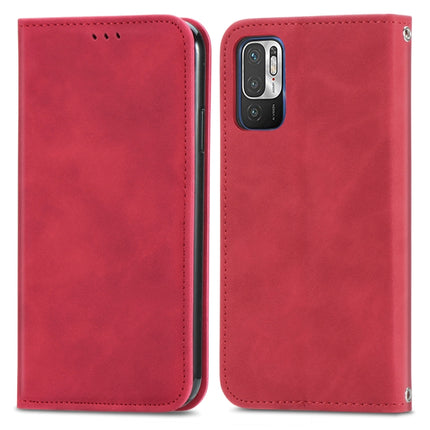 For Xiaomi Redmi Note 10 JE Retro Skin Feel Business Magnetic Horizontal Flip Leather Case with Holder & Card Slots & Wallet & Photo Frame(Red)-garmade.com