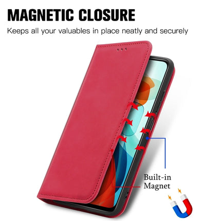 For Xiaomi Redmi Note 10 JE Retro Skin Feel Business Magnetic Horizontal Flip Leather Case with Holder & Card Slots & Wallet & Photo Frame(Red)-garmade.com