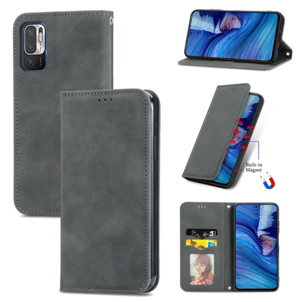 For Xiaomi Redmi Note 10 JE Retro Skin Feel Business Magnetic Horizontal Flip Leather Case with Holder & Card Slots & Wallet & Photo Frame(Gray)-garmade.com