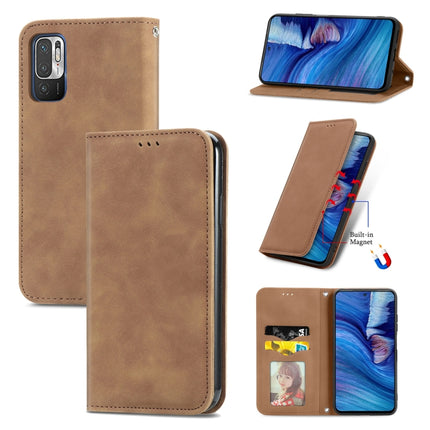 For Xiaomi Redmi Note 10 JE Retro Skin Feel Business Magnetic Horizontal Flip Leather Case with Holder & Card Slots & Wallet & Photo Frame(Brwon)-garmade.com