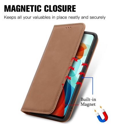 For Xiaomi Redmi Note 10 JE Retro Skin Feel Business Magnetic Horizontal Flip Leather Case with Holder & Card Slots & Wallet & Photo Frame(Brwon)-garmade.com