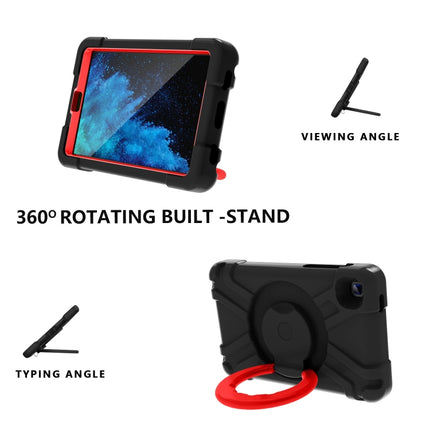 For Galaxy Tab A7 Lite T220/T225 PC + Silicone Shockproof Combination Case with 360 Degree Rotating Holder & Handle(Black+Red)-garmade.com