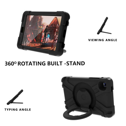 For Galaxy Tab A7 Lite T220/T225 PC + Silicone Shockproof Combination Case with 360 Degree Rotating Holder & Handle(Black+Black)-garmade.com