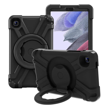 For Galaxy Tab A7 Lite T220/T225 PC + Silicone Shockproof Combination Case with 360 Degree Rotating Holder & Handle(Black+Black)-garmade.com