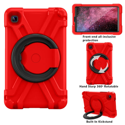 For Galaxy Tab A7 Lite T220/T225 PC + Silicone Shockproof Combination Case with 360 Degree Rotating Holder & Handle(Red+Black)-garmade.com