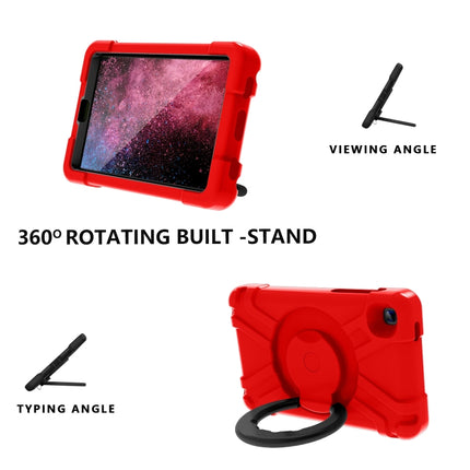 For Galaxy Tab A7 Lite T220/T225 PC + Silicone Shockproof Combination Case with 360 Degree Rotating Holder & Handle(Red+Black)-garmade.com