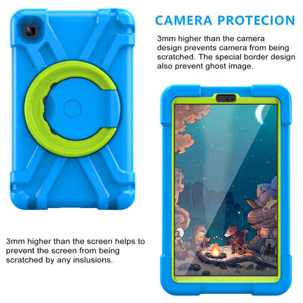 For Galaxy Tab A7 Lite T220/T225 PC + Silicone Shockproof Combination Case with 360 Degree Rotating Holder & Handle(Blue+Grass Green)-garmade.com