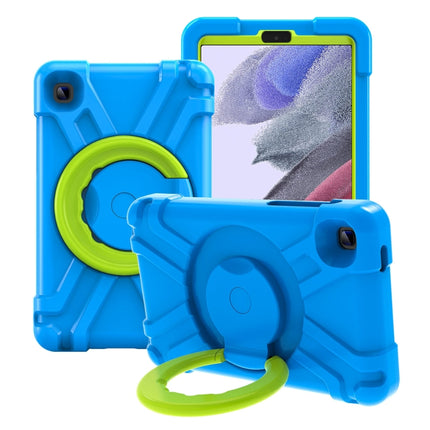 For Galaxy Tab A7 Lite T220/T225 PC + Silicone Shockproof Combination Case with 360 Degree Rotating Holder & Handle(Blue+Grass Green)-garmade.com
