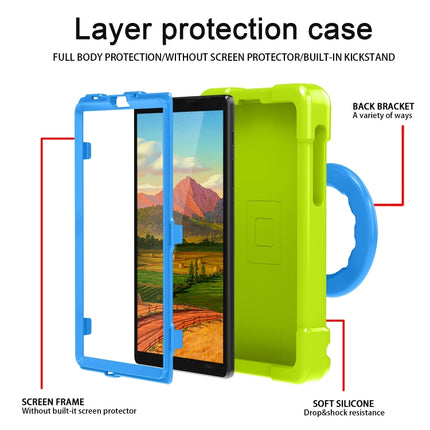 For Galaxy Tab A7 Lite T220/T225 PC + Silicone Shockproof Combination Case with 360 Degree Rotating Holder & Handle(Grass Green+Blue)-garmade.com