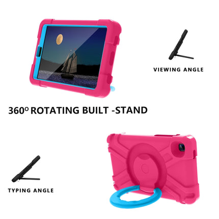 For Galaxy Tab A7 Lite T220/T225 PC + Silicone Shockproof Combination Case with 360 Degree Rotating Holder & Handle(Rose Red+Blue)-garmade.com