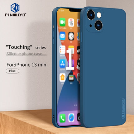 PINWUYO Touching Series Liquid Silicone TPU Shockproof Case For iPhone 13 mini(Blue)-garmade.com