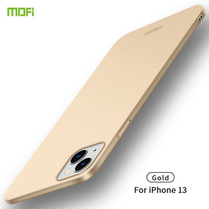 For iPhone 13 MOFI Frosted PC Ultra-thin Hard Case(Gold)-garmade.com