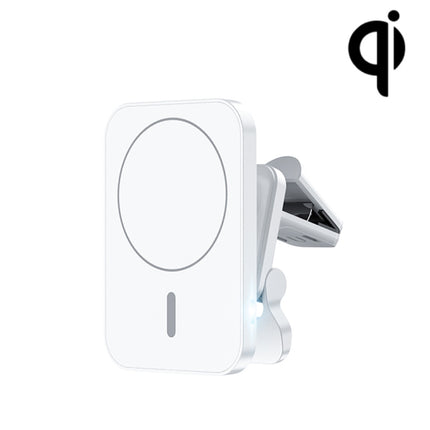 W-987 Magnetic Suction 15W Wireless Charger Car Air Outlet Bracket for iPhone and other Smart Phones(White)-garmade.com