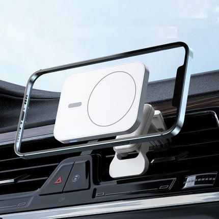 W-987 Magnetic Suction 15W Wireless Charger Car Air Outlet Bracket for iPhone and other Smart Phones(White)-garmade.com